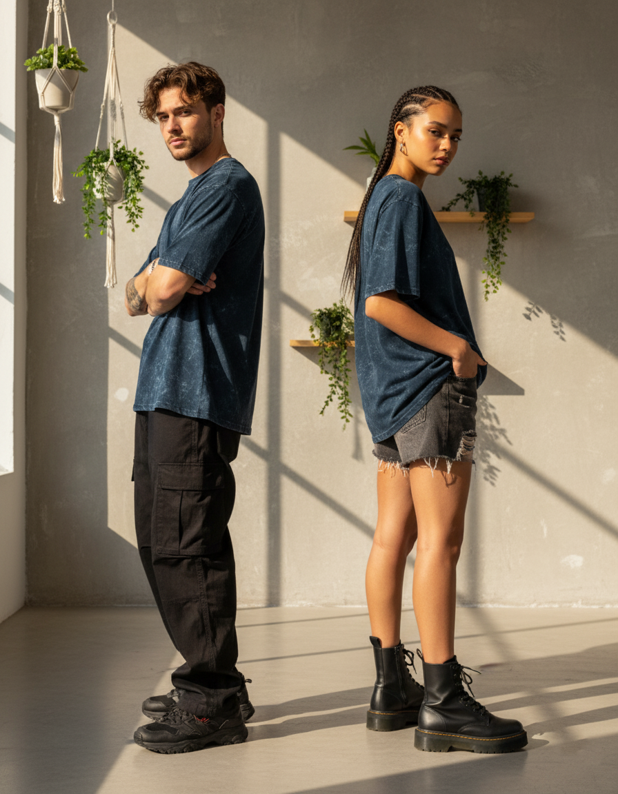 Unisex Acid Washed Oversized Tee