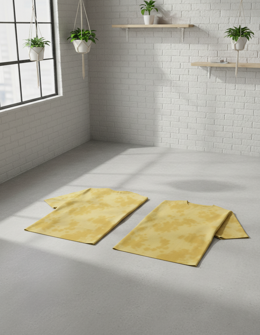 Unisex Tie-Dye Streetwear Oversized T-shirt - Yellow