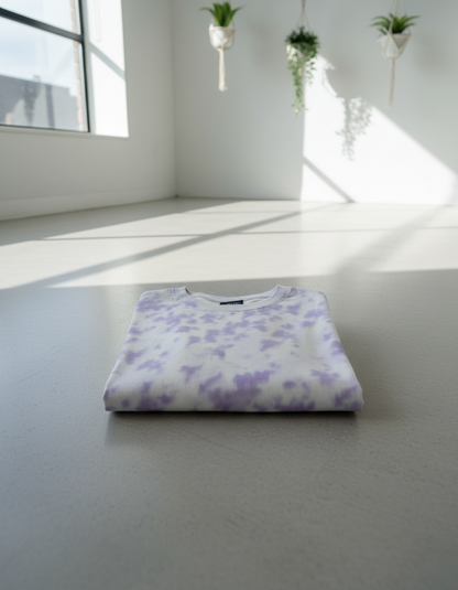 Unisex Tie-Dye Streetwear Oversized T-shirt - White & Lavender