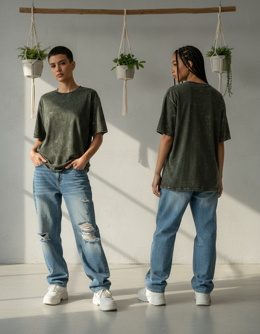 Unisex Acid Washed Oversized Tee