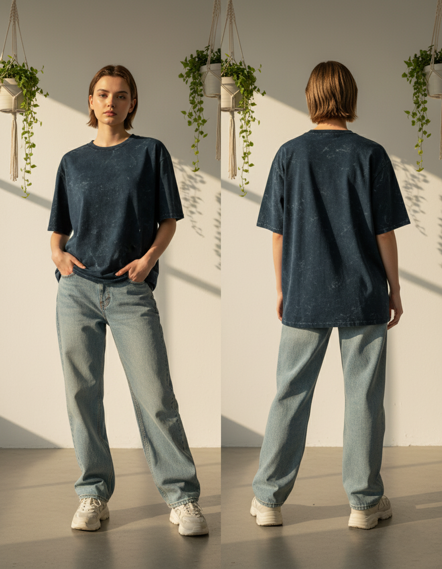 Unisex Acid Washed Oversized Tee