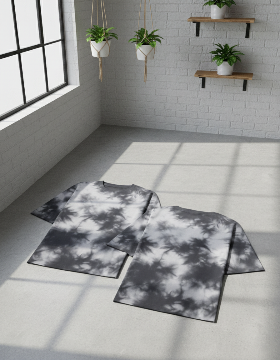 Unisex Tie-Dye Streetwear Oversized T-shirt - White & Black