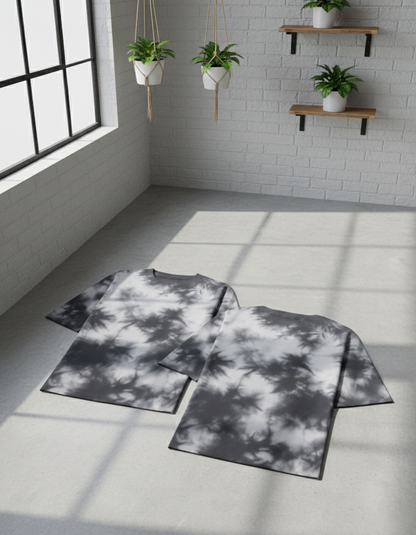 Unisex Tie-Dye Streetwear Oversized T-shirt - White & Black