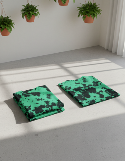 Unisex Tie-Dye Streetwear Oversized T-shirt - Green & Black